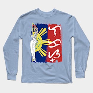 Philippine Flag / Tribal line Art Knife / Baybayin word Lakas (Strength) Long Sleeve T-Shirt